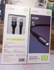 Type C- Dây sạc Lecun XC-10 bện vải dù, sạc nhanh 5A