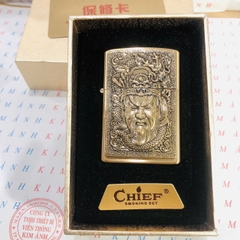 Bật lửa Chief đồng nguyên chất đắp nổi chủ đề Mặt Ông Quan Công, hàng chính hãng