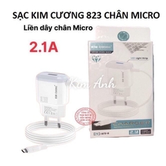 Sạc điện thoại hiệu Kim Cương KMG 823 dòng điện 2.1A, liền dây chuôi Micro, có thêm cổng USB - Hàng Chính Hãng