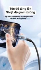 Dây sạc LI-TOP LX73, công suất 100W, chân L, dây bọc lớp cao su mềm chống rách, đầu lưới SR chống uốn, hàng chính hãng