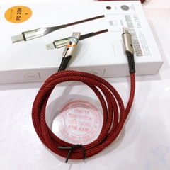 Dây sạc nhanh Hammer C15 chân cắm  Type C ra L công suất PD 20W, dây bện dù, hàng chính hãng bảo hành 12 tháng