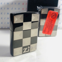 Hộp quẹt, bật lửa ZIPPO màu đen kẻ Caro, Kim Ánh nhập hàng cao cấp vỏ bằng đồng có dán tem đỏ