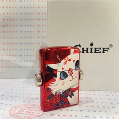 Bật lửa CHIEF chủ đề Mèo may mắn xoay 360 độ, Kim Ánh cam kết hàng chính hãng vỏ bằng đồng càng dùng càng sáng bóng