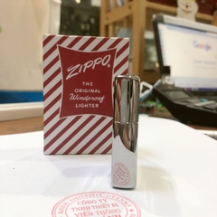 Bật lửa Zippo Mỹ Vintage high polish chrome đầu bằng đít bằng, Box đỏ xưa, Hàng chính hãng