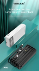 Sạc dự phòng SENDEM P900 20000mAh, màn hình LCD  tích hợp 4 đầu sạc nhanh Type C, I (L ) , Micro, USB, Hàng chính hãng