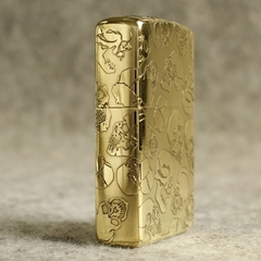 Bật lửa Zippo Mỹ Brass mã 204 khắc 3D nổi 5 mặt đầu lâu thần trấn tà, Hàng chính hãng