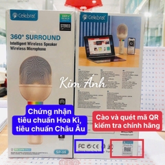 Micro Bluetooth Celebrat SP-16 hát Karaoke gia đình, âm thanh vòm Hifi, hàng chính hãng, cho dùng thử 30 ngày