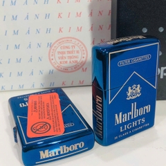 Hộp quẹt, bật lửa ZIPPO chủ đề Marlboro màu xanh, Kim Ánh nhập hàng cao cấp vỏ bằng đồng có dán tem đỏ