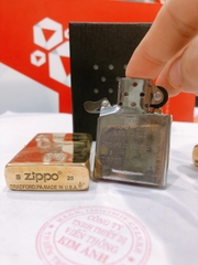 Bật lửa Zippo Armor vỏ dầy, khắc chìm Chim Đậu Đầu Lâu, hàng loại 1 vỏ bằng đồng có tem đỏ