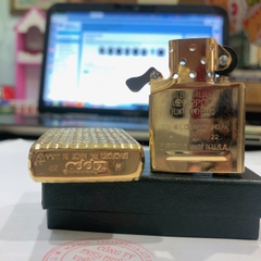 Bật lửa Zippo MỸ ARMOR BRASS gõ búa 5 mặt chủ đề Kim Tiền, Hàng chính hãng