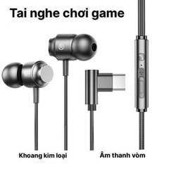 Tai nghe Heavy Bass Metal K66 chân cắm Type C hình chữ L , có Micro và phím chỉnh âm lượng