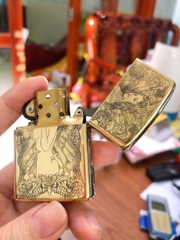 BẬT LỬA ZIPPO ARMOR VỎ DẦY KHẮC CHÌM CÔ GÁI ĐẦU LÂU, có tem đỏ