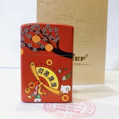 Vỏ hộp quẹt, bật lửa Chief đồng nguyên chất chủ đề Lợn May Mắn, hàng cao cấp vỏ bằng đồng