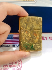 Bật lửa Zippo Mỹ high polish brass Khắc ăn mòn chủ đề Thiếu Nữ, Hàng chính hãng