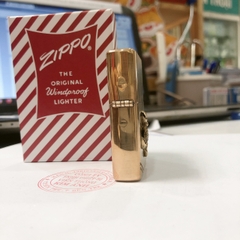 Bật lửa Zippo Mỹ Vintage Brushed Brass - đầu bằng đít bằng, Eblem Bò Cạp Solid Brass đồng nguyên chất, Hàng chính hãng
