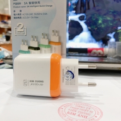 Cóc Sạc Nhanh 3A Kim Cương KMG 615- 2 Cổng Sạc Usb - Hàng Chính Hãng