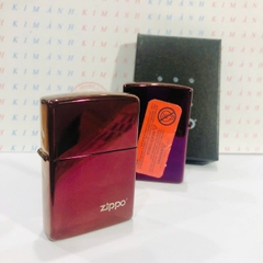 Bật lửa, hộp quẹt ZIPPO màu Tím mộc đáy La Mã loại trơn bóng, Kim Ánh nhập hàng cao cấp vỏ bằng đồng có dán tem đỏ