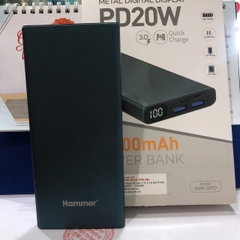 Sạc Dự Phòng Hammer (H20) vỏ nhôm 10.000 mAh, Sạc nhanh QC 3.0, PD 20w, màn hình LCD hiển thị pin - Hàng chính hãng