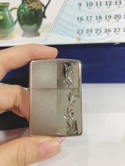 BẬT LỬA ZIPPO MỸ Platinum Plate- Mạ Bạch Kim, khắc ăn mòn hoa văn Ý, Hàng chính hãng