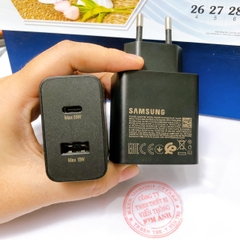 Củ sạc nhanh Samsung Note 10, 2 Cổng type C và USB (35W + 15W), cóc sạc samsung Note 10, Màu đen
