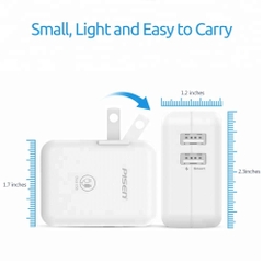 Cốc Sạc Nhanh Pisen Cho IPad 2.4A Có 2 Cổng USB - Hàng chính hãng Bảo hành 1 năm