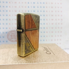 Bật lửa, hộp quẹt CHIEF chủ đề Hoa Mộc Lan vân gỗ, Kim Ánh nhập hàng chính hãng vỏ bằng đồng
