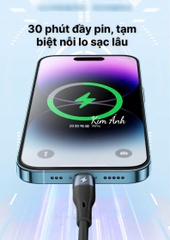 Dây sạc LI-TOP LX73, công suất 100W, chân L, dây bọc lớp cao su mềm chống rách, đầu lưới SR chống uốn, hàng chính hãng