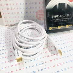 Dây sạc Pisen hai đầu Type C mạ vàng (LH-TC02-2000) sạc nhanh công suất 60W, hàng chính hãng nội địa bảo hành 12 tháng