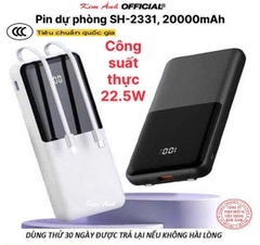 Pin sạc dự phòng SH-2331, công suất 22.5W dung lượng 20000mAh sạc nhanh hai chiều, có chứng nhận 3C tiêu chuẩn quốc gia