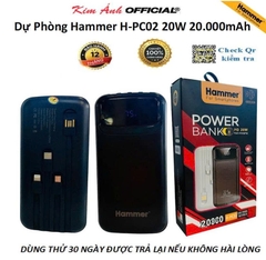 Sạc dự phòng Hammer H-PC02 20W - 20.000mAh, Kèm 4 Cáp Sạc, Kim Ánh cam kết hàng chính hãng bảo hành 12 tháng