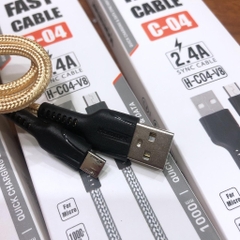 Dây sạc nhanh Hammer C04 chân cắm Micro dòng điện 5v-2.4A, dây dù sạc nhanh chính hãng,check Qr