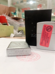 Bật lửa, hộp quẹt Zippo Cánh Thiên Thần Angels Wing Nhám Bạc Satin, hàng loại 1 có tem đỏ