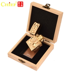 Hộp quẹt, bật lửa Chief đồng nguyên chất chủ đề Quan Công, hàng cao cấp vỏ bằng đồng