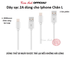 Dây sạc 3 mét dòng điện 2A, dùng cho Iphone, chân tiếp xúc đồng sạc rất nhanh vào pin, Kim Ánh bảo hành 12 tháng