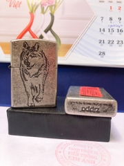 Bật Lửa Zippo SÓI GẤM LOẠI GIẢ CỔ, Vỏ bằng đồng, ruột thép không gỉ, Có Tem Đỏ
