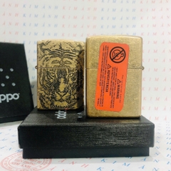 Bật lửa, hộp quẹt ZIPPO chủ đề Đầu Hổ giả cổ, Kim Ánh nhập hàng cao cấp vỏ bằng đồng có tem đỏ