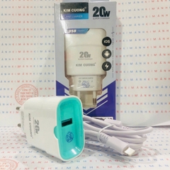 Bộ sạc nhanh Kim Cương KMG 620 công suất 20W chân cắm IOS, Hàng chính hãng có hóa đơn VAT đầu vào