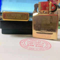 Hột quẹt, bật lửa Zippo MỸ Brass mã 204B khắc ăn mòn 5 mặt Phật Như Lai, Hàng chính hãng