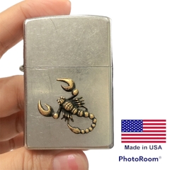 Eblem Zippo Mỹ chủ đề Bò Cạp, Chuẩn Zin Solid Brass đồng thau nguyên chất, và đồng đỏ Copper