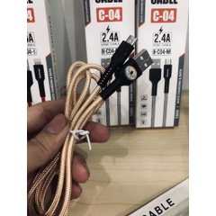 Dây sạc nhanh Hammer C04 các loại chân cắm Linghtning, Micro, Type C, dòng điện 5v-2.4A, dây dù sạc nhanh chính hãng, check Qr