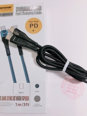 Dây sạc nhanh Hammer C14, Type C to Type C, PD 60W, dây dù chống cắt và truyền dữ liệu tốt
