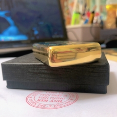 Bật lửa Zippo Armor vỏ dầy khắc chìm cẩn xà cừ mẫu Mèo may mắn, vỏ đồng ruột thép không gỉ