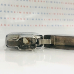 Bật lửa Zippo Mỹ Slim khắc laser Tàu Chiến mộc đáy ngược chữ xéo hiếm gặp, sản xuất 1971 hàng chính hãng có giấy tờ