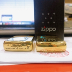 Bật lửa, hộp quẹt Zippo Armor vỏ dầy khắc ăn mòn cẩn xà cừ hình cỏ ba lá may mắn, Vỏ đồng có tem đỏ