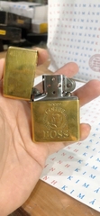 Hộp quẹt Zippo Mỹ BOSS COFFEE Brass đồng, XIV la mã sản xuất 1998, Hàng chính hãng