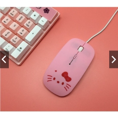 Bộ chuột có dây và miếng lót kitty, mẫu trái tim Kitty