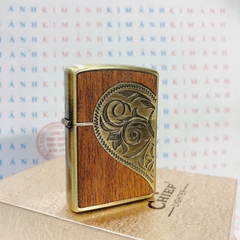 Bật lửa, hộp quẹt CHIEF chủ đề Gỗ vân Tim Arabesque, Kim Ánh nhập hàng chính hãng vỏ bằng đồng