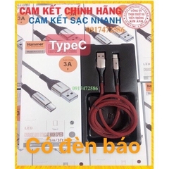 Dây sạc nhanh Hammer dòng 3A ( H-C12-C ), Chân TypeC, Có đèn báo, Hàng Chính Hãng