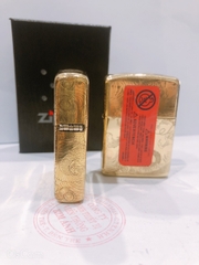 Bật lửa, hộp quẹt Zippo Armor vỏ dầy, khắc chìm chủ đề Long Phụng Giao Tranh, Hàng loại 1 vỏ bằng đồng có tem đỏ