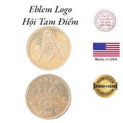 Eblem Zippo Mỹ chủ đề Logo Hội Tam Điểm  Chuẩn Zin, chất liệu 1 gram bạc khối Silver